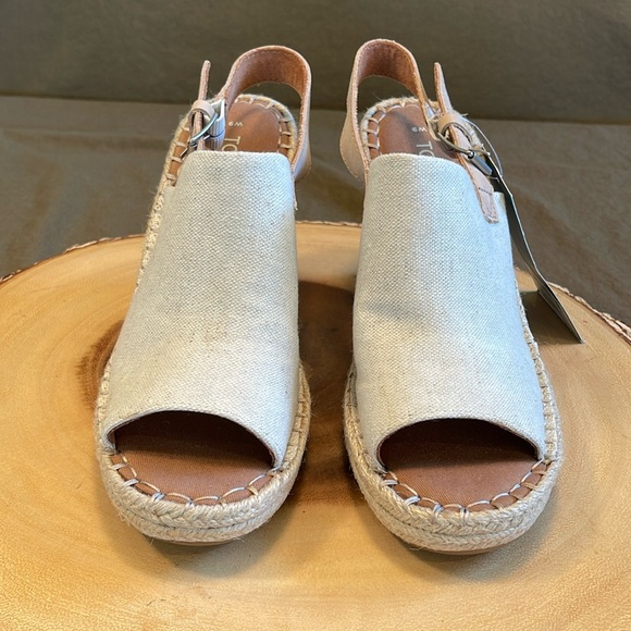 NWT TOMS Monica natural Oxford wedge size size 9, never worn - Picture 3 of 12